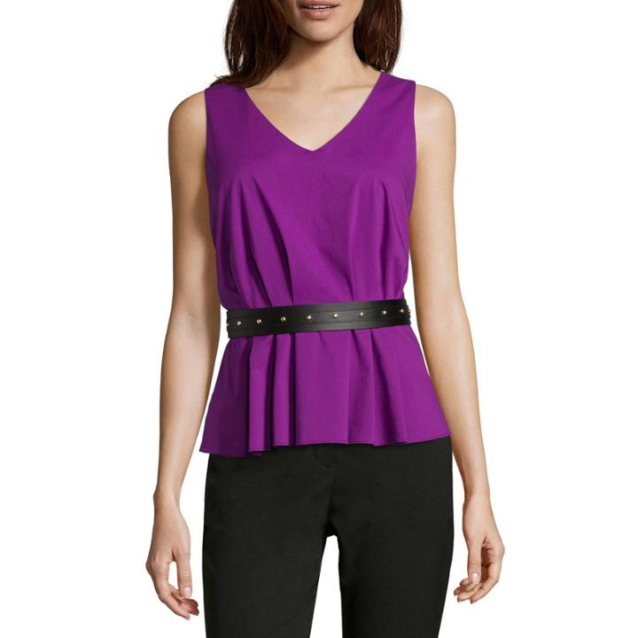 Worthington Belted Peplum Shirt - Tall
