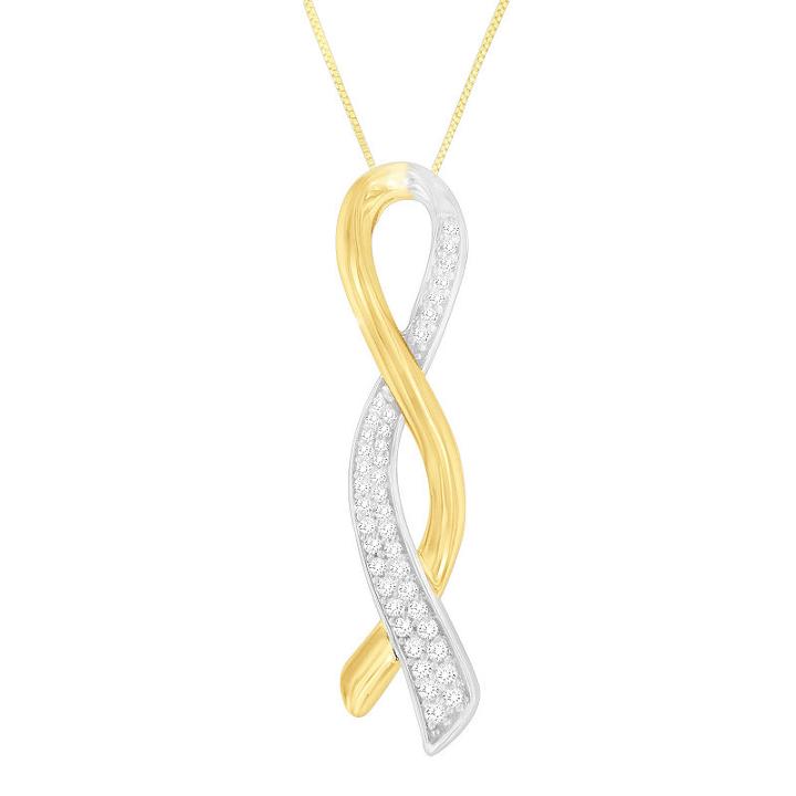 Womens 1/4 Ct. T.w. White Diamond 10k Two Tone Gold Pendant Necklace