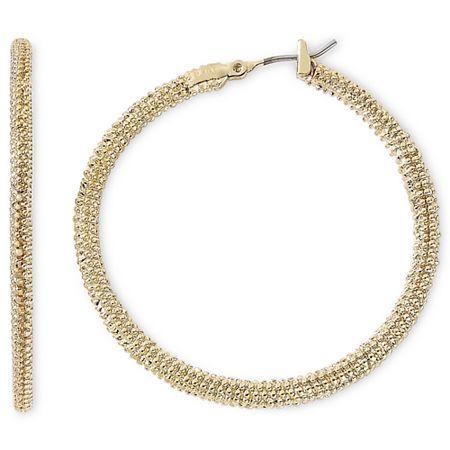 Liz Claiborne Large Textured Gold-tone Hoop Earrings