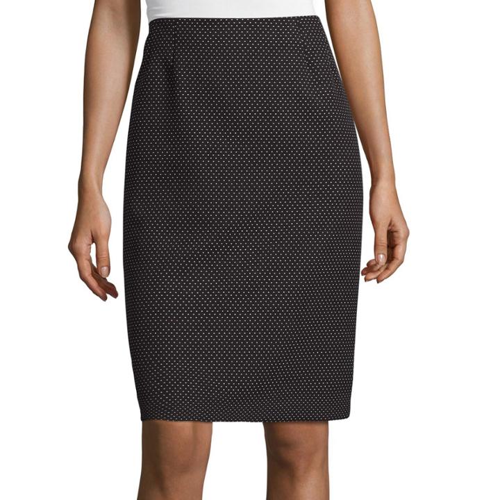 Black Label By Evan-picone Pin Dot Pencil Skirt