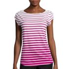 Liz Claiborne Cap-sleeve Shirttail Top With Shoulder Buttons - Petite