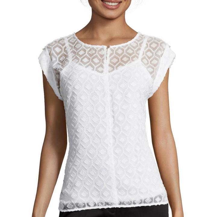 Liz Claiborne Short-sleeve Clip Pattern Blouse