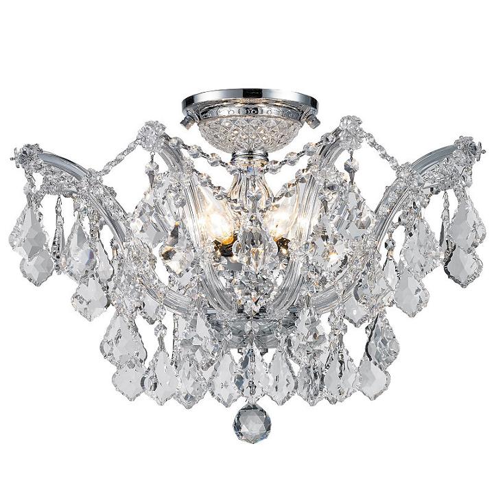 Bayou Collection 6 Light Chrome Finish And Clear Crystal Semi-flush Mount Ceiling Light