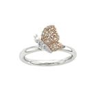 Personally Stackable Diamond-accent Sterling Silver Rose Gold Stackable Butterfly Ring