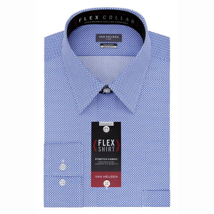 Van Heusen Flex Collar Dress Shirt Long Sleeve Woven Circles Dress Shirt