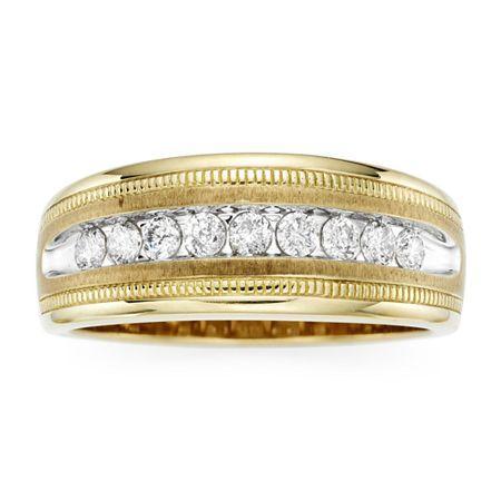 Mens 1/2 Ct. T.w. Diamond 10k Yellow Gold Milgrain Ring