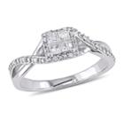 Womens 1/4 Ct. T.w. Princess White Diamond Sterling Silver Engagement Ring