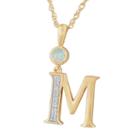 M Womens Lab Created White Opal 14k Gold Over Silver Pendant Necklace