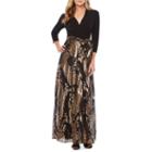 Be By Chetta B 3/4 Sleeve Belted Evening Gown