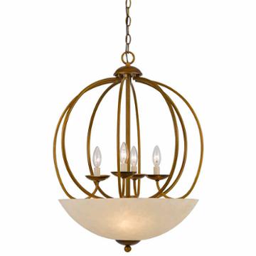 Wooten Heights 27.5 Inch Tall Metal Pendant In Antique Gold Finish