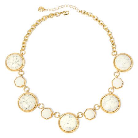 Monet White Stone Gold-tone Collar Necklace