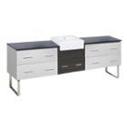 96.25-in. W Floor Mount White-dawn Grey Vanity Setfor 3h4-in. Drilling Black Galaxy Top