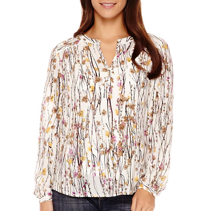 Liz Claiborne Long-sleeve V-neck Blouse