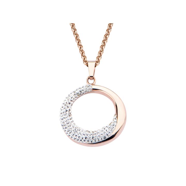 Rose Gold Ip Stainless Steel Open Circle Pendant Necklace