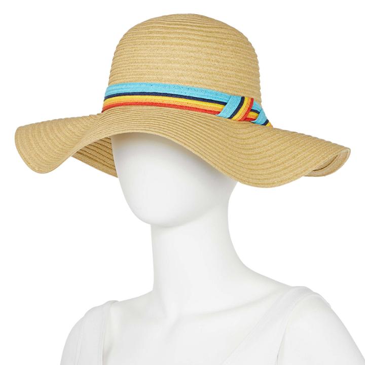 Mixit&trade; Multicolor Band Straw Floppy Hat