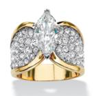 Womens 2 1/2 Ct. T.w. White Cubic Zirconia Gold Over Brass Cocktail Ring