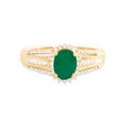 Womens Diamond Accent Red Emerald 10k Gold Cocktail Ring