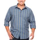 Claiborne Long Sleeve Plaid Button-front Shirt-big And Tall