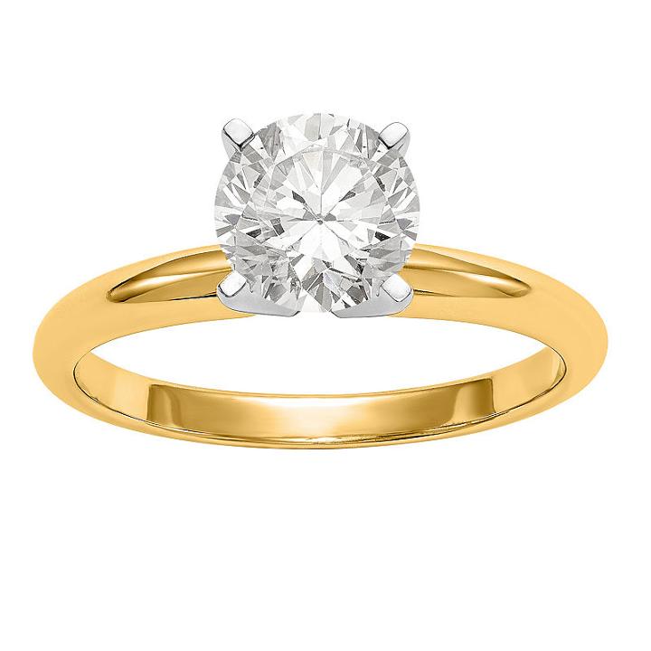 Womens 3/4 Ct. T.w. Round White Moissanite 14k Gold Engagement Ring
