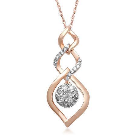 1/3 Ct. T.w. Diamond 10k Rose Gold Cluster Triple-drop Pendant Necklace