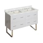 47.5-in. W Floor Mount White Vanity Set For 3h8-in. Drilling Bianca Carara Top Biscuit Um Sink