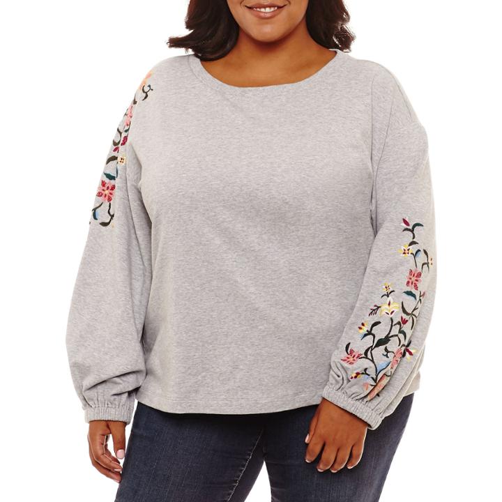 A.n.a Long Sleeve Floral Sweatshirt-plus