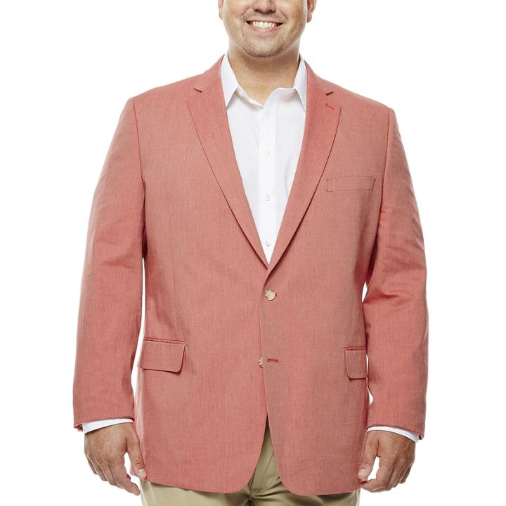 Stafford Red Cotton Sportcoat-big And Tall