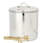 Old Dutch Hammered Stainless Steel Ice Bucket Withbrass Tongs 3 Qt