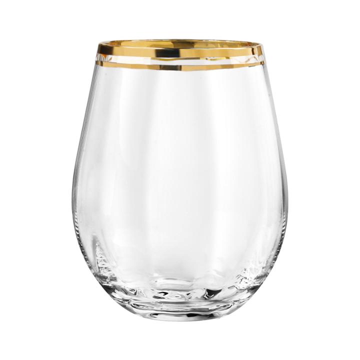 Tableart Tivoli Gold-rim Set Of 4 Stemless Wine Glasses