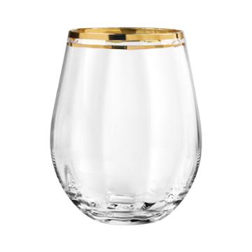 Tableart Tivoli Gold-rim Set Of 4 Stemless Wine Glasses