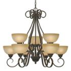 Riverton 2-tier 9-light Chandelier In Peppercorn With Linen Swirl Glass