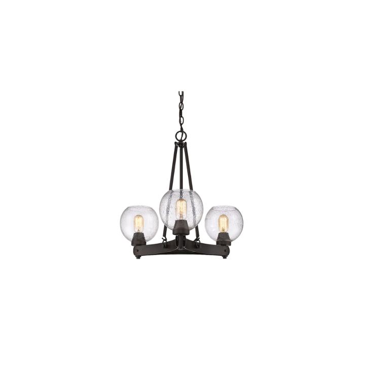 Galveston 3-light Chandelier In Rubbed Bronze Withseeded Glass
