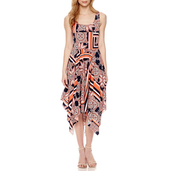 Tiana B. Sleeveless Print Hanky-hemline Dress