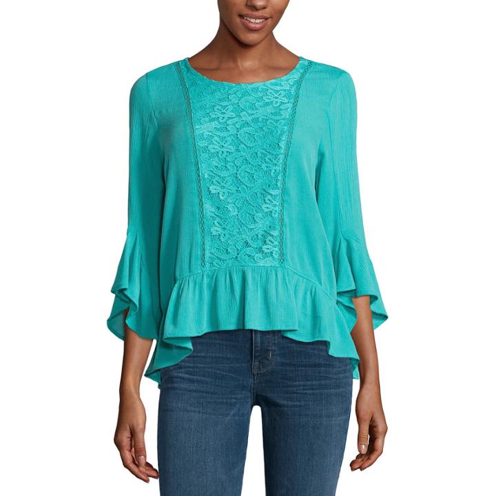 One World Apparel 3/4 Sleeve Scoop Neck T-shirt-womens