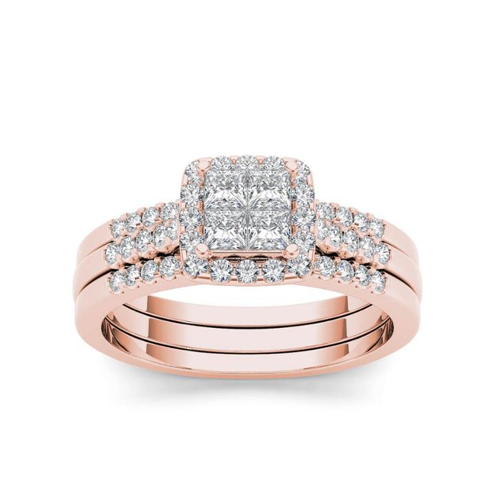 Womens 1/6 Ct. T.w. Genuine White Diamond 10k Gold Bridal Set