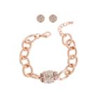 Worthington Rose Gold-tone Chain Crystal Barrel Bracelet And Stud Earring Set