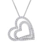 Forevermine 1/3 Ct. T.w. Diamond Double-heart Pendant Necklace