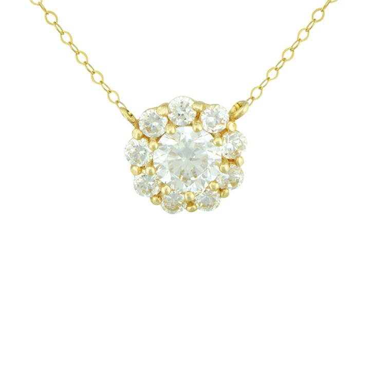 Petite Lux™ Cubic Zirconia 10k Yellow Gold Necklace