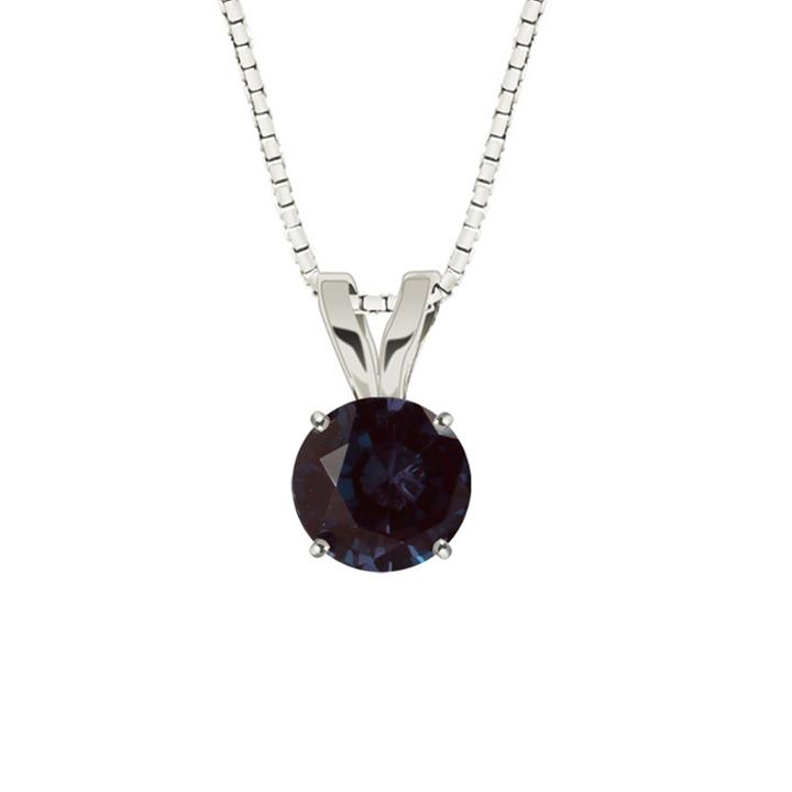 Lab-created Alexandrite 10k White Gold Pendant Necklace