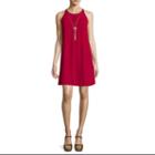 By & By Sleeveless Chiffon A-line Dress With Necklace
