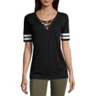 Flirtitude Lace Up Football T-shirt- Juniors