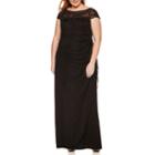 Msk Cap Sleeve Beaded Evening Gown-plus