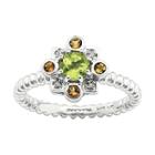 Personally Stackable Sterling Silver Genuine Peridot & Citrine Ring
