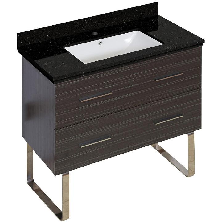 36-in. W Floor Mount Dawn Grey Vanity Set For 1 Hole Drilling Black Galaxy Top White Um Sink
