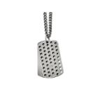 Mens Cubic Zirconia Stainless Steel Movable Dog Tag Pendant