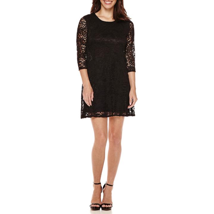 Tiana B. 3/4-sleeve Lace Trapeze Dress - Petite