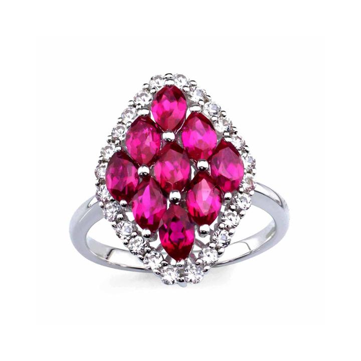 Lab-created Ruby And Lab-created White Sapphire Sterling Silver Ring