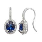Lab Created Blue Sapphire Oval Drop Earrings