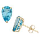 Genuine Blue Blue Topaz 10k Gold 9mm Stud Earrings