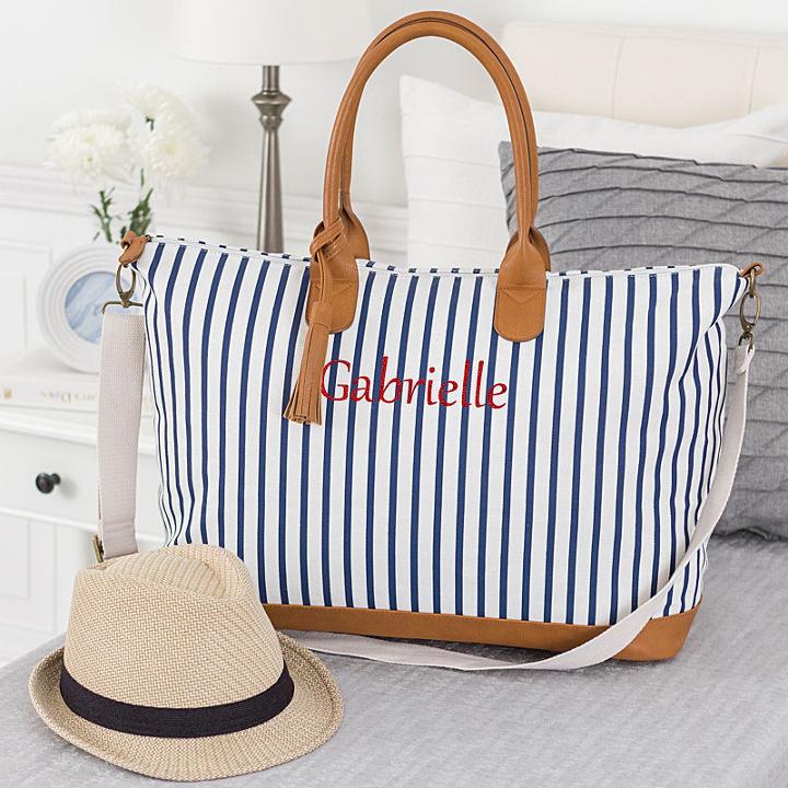 Cathy's Concepts Personalized Striped Weekender Tote Bag